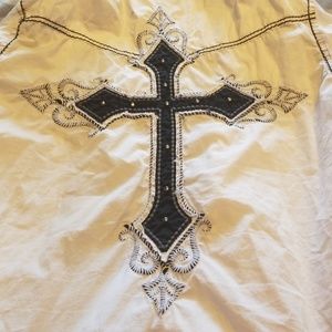 Xl roar buckle cross shirt euc white
